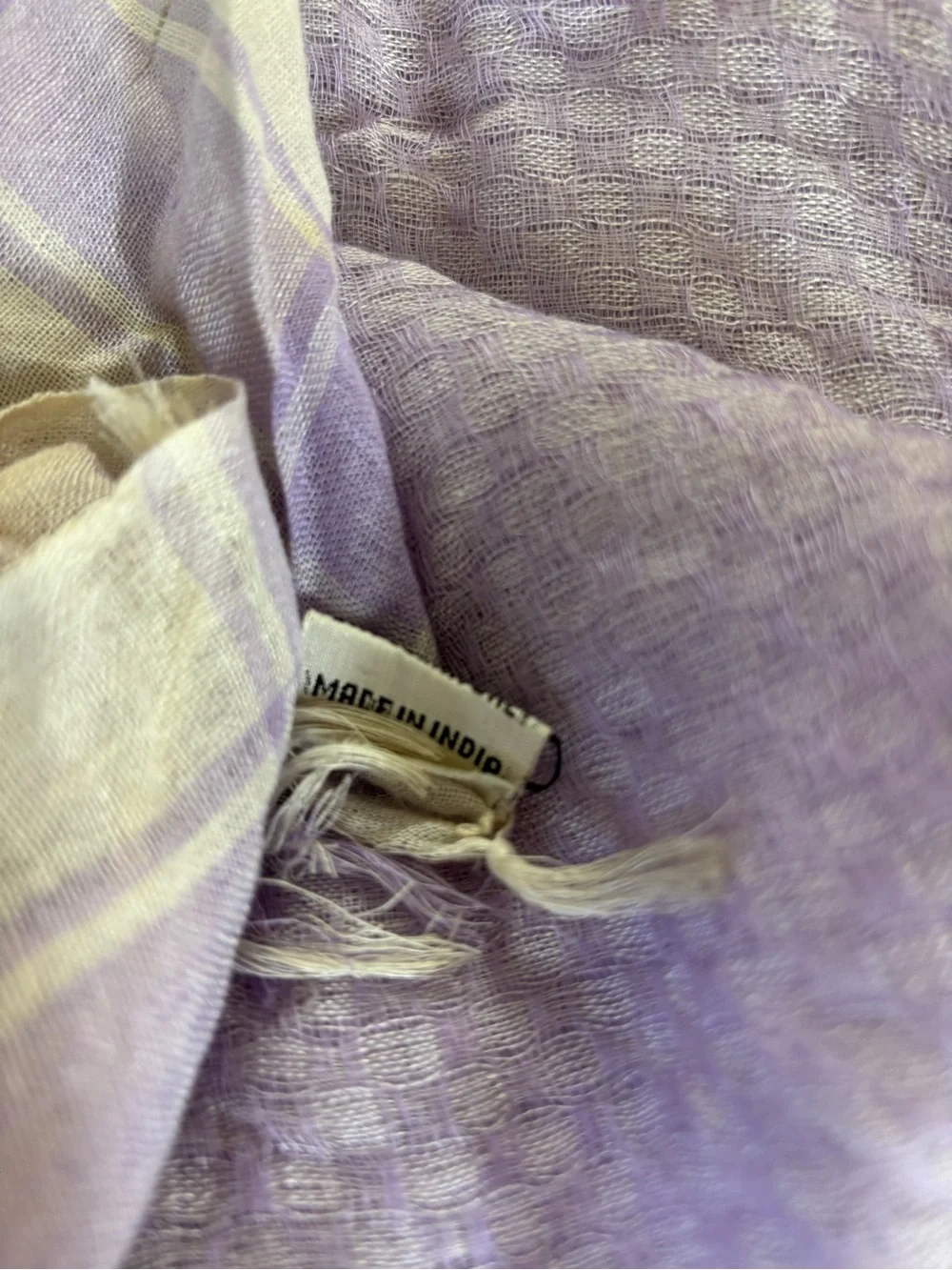 Rayon Lilac Lavender Lightweight Fringed Scarf/ Wrap 48” Square Made in India